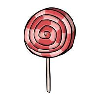 Candy sweet on a stick and lollipop, vector illustration