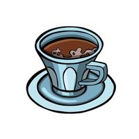 porcelain blue coffee cup   color vector illustration