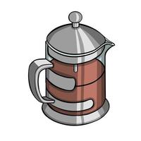 preparación de café, cafetera, ilustración vectorial de color vector