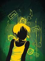 A girl enjoying music wearing headphone illustration vector