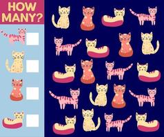 How many Cat, game for children. printable worksheet vector