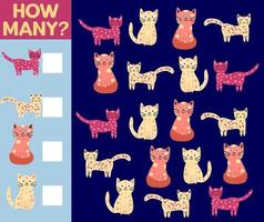 How many Cat, game for children. printable worksheet vector