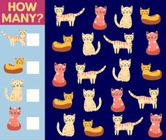 How many Cat, game for children. printable worksheet vector