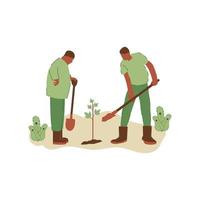 Vector illustration of people planting trees. concept of saving the earth. Ecology volunteering concept. Design for ecology activism