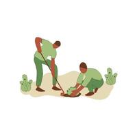 Vector illustration of people planting trees. concept of saving the earth. Ecology volunteering concept. Design for ecology activism