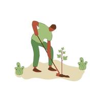 Vector illustration of people planting trees. concept of saving the earth. Ecology volunteering concept. Design for ecology activism