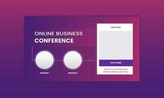 Online conference web banner or social media banner design. Business webinar invitation or live conference banner design vector