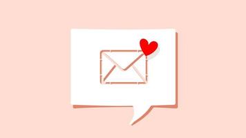 Love letter or email with Heart shape symbol on cutout white paper speech bubble on pink background. Love valentine day message concept. Vector illustration
