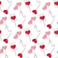 Seamless Pattern with Sweet candies in heart form, Valentines Day symbol. Simple Vector illustration