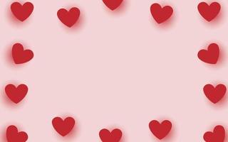 elementos de papel en forma de corazón sobre fondo rosa. símbolos vectoriales de amor para mujeres felices, madres, diseño de tarjetas de felicitación de cumpleaños. vector