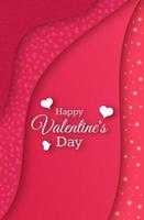 Happy Valentines Day Background. Red greeting stories banner with text and hearts. Vector illustration.