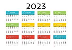 calendario para 2023 aislado en un fondo blanco vector