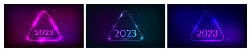 2023 Happy New Year neon background vector