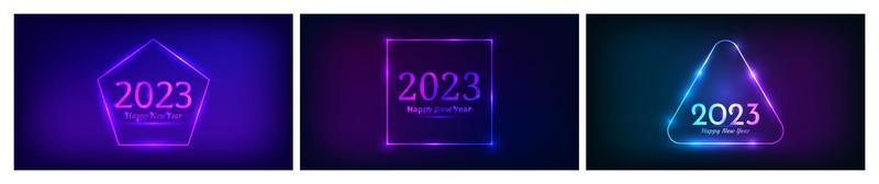 2023 Happy New Year neon background vector