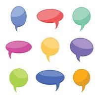 Set of nine colorful cartoon comic balloons speech bubbles without phrases and with shadow. Vector illustration.