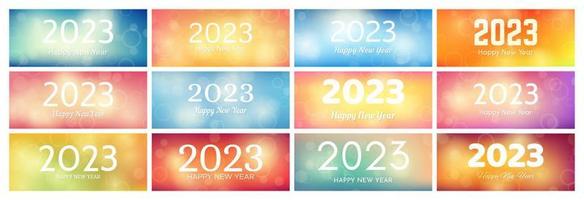 Happy new year 2023 incription on blurred background vector