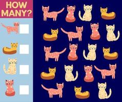 How many Cat, game for children. printable worksheet vector