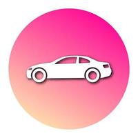 White car in circle with modern gradient and shadow. Vector illustration