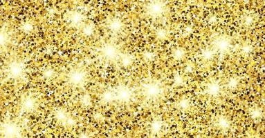 Golden glittering background with gold sparkles and glitter effect. Banner design. Empty space for your text. Vector illustration