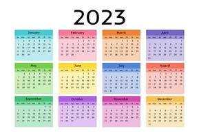 calendario para 2023 aislado en un fondo blanco vector