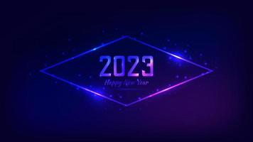 2023 Happy New Year neon background vector