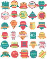 Set of Thirty Vector Badges with Ribbons. Web stickers and labels. Isolated vector illustration.