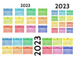 calendario para 2023 aislado en un fondo blanco vector