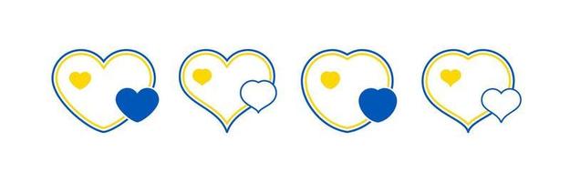 Set of hearts in Ukrainian colors vector