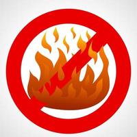 No fire. Red prohibition sign with fire flame isolated on white background. Vector illustration