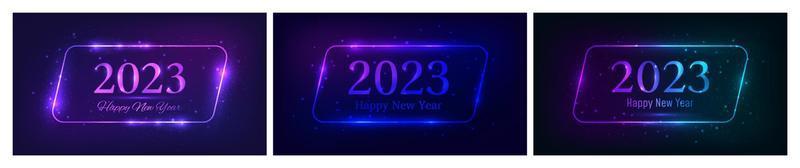 2023 Happy New Year neon background vector