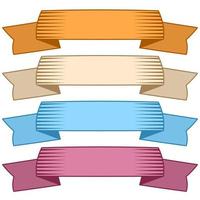 Set of four multicolor ribbons and banners for web design. Great design element isolated on white background. Vector illustration.