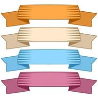 Set of four multicolor ribbons and banners for web design. Great design element isolated on white background. Vector illustration.