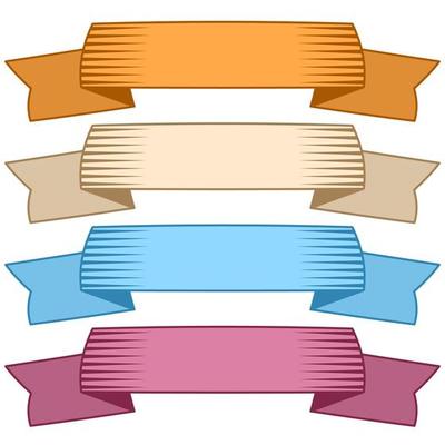 Set of four multicolor ribbons and banners for web design. Great design element isolated on white background. Vector illustration.