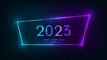 2023 Happy New Year neon background vector