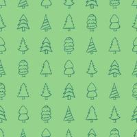 Seamless pattern with hand drawn Christmas trees. Sketched firs. Winter holiday doodle elements. Vector illustration