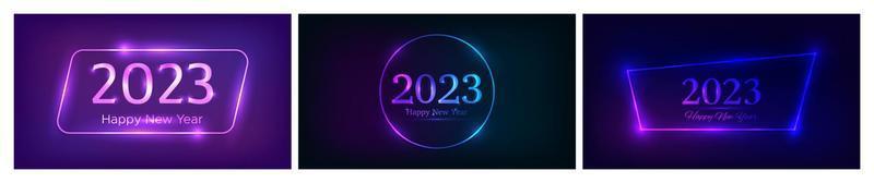 2023 Happy New Year neon background vector