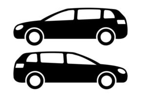 dos siluetas de coches negros sobre un fondo blanco. ilustración vectorial vector