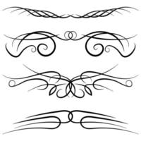 Set of vintage decorative curls, swirls, monograms and calligraphic borders. Line drawing design elements in black color on white background. Vector illustration.