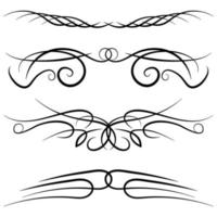 Set of vintage decorative curls, swirls, monograms and calligraphic borders. Line drawing design elements in black color on white background. Vector illustration.