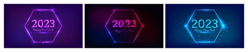 2023 Happy New Year neon background vector