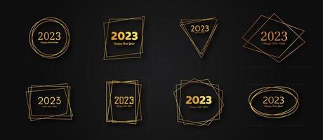 2023 Happy New Year gold geometric polygonal background vector