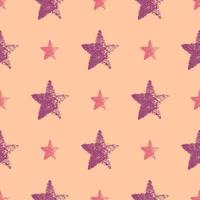 Seamless Pattern with hand drawn Stars on orange background. Abstract grunge texture. Vector illustration