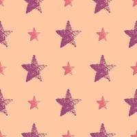 Seamless Pattern with hand drawn Stars on orange background. Abstract grunge texture. Vector illustration