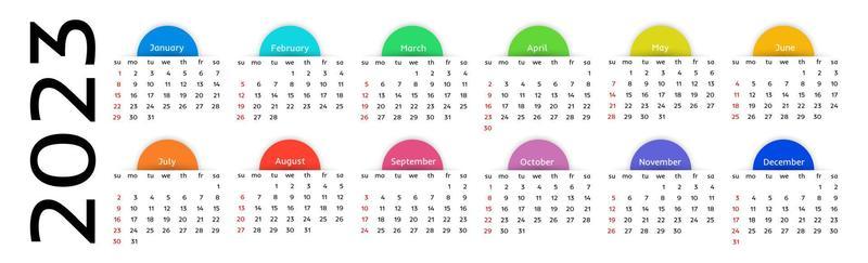 Calendar for 2023 isolated on a white background
