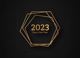 2023 feliz año nuevo fondo poligonal geométrico dorado. marco poligonal geométrico dorado con efectos brillantes para tarjetas de felicitación navideñas, volantes o carteles. ilustración vectorial vector