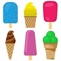 conjunto de ilustración vectorial de helado cremoso multicolor. vector