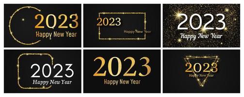 2023 Happy New Year gold background vector