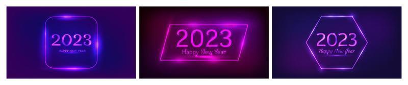 2023 Happy New Year neon background vector