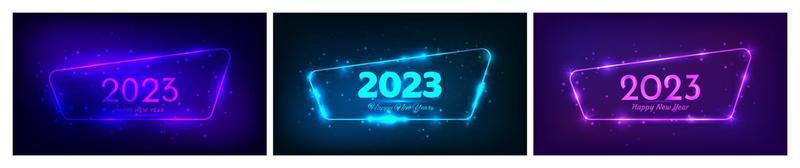 2023 Happy New Year neon background vector