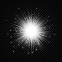 Light effect of lens flares. White glowing lights starburst effects with sparkles on a transparent background. Vector illustration